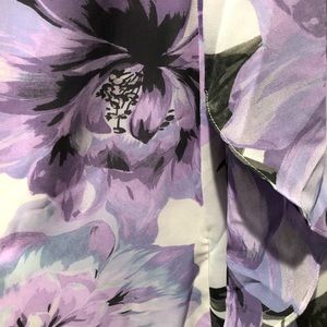 Calvin Klein Ruffled floral halter necklace gown